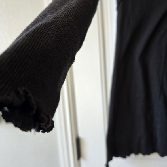 Free People We The Free Black Full Swing Tunic Raw Hem Boho Ribbed Long Sleeve M - Picture 10 of 11